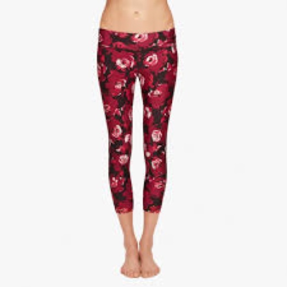 Kate Spade x Beyond Yoga Black Red Floral Capri